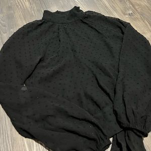 Forever 21 Black Sheer Button-Up Tie Blouse - Size M